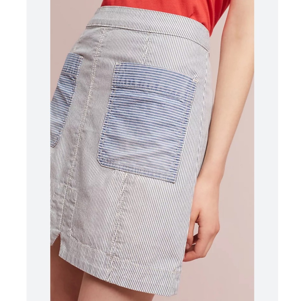 Anthropologie Pilcro & The Letterpress Blue White Pinstripe Mini Skirt A17